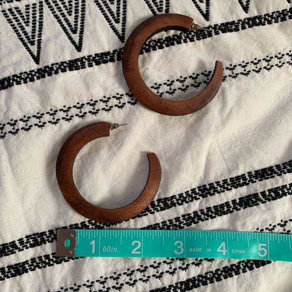 {3/$15} Brown wooden hoop earrings - Picture 4 of 4